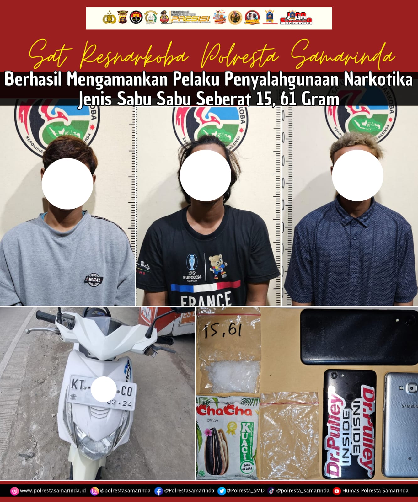 Sat Resnarkoba Polresta Samarinda Ungkap peredaran narkotIka jenis sabu sabu, Amankan 1 poket seberat 15,61 gram