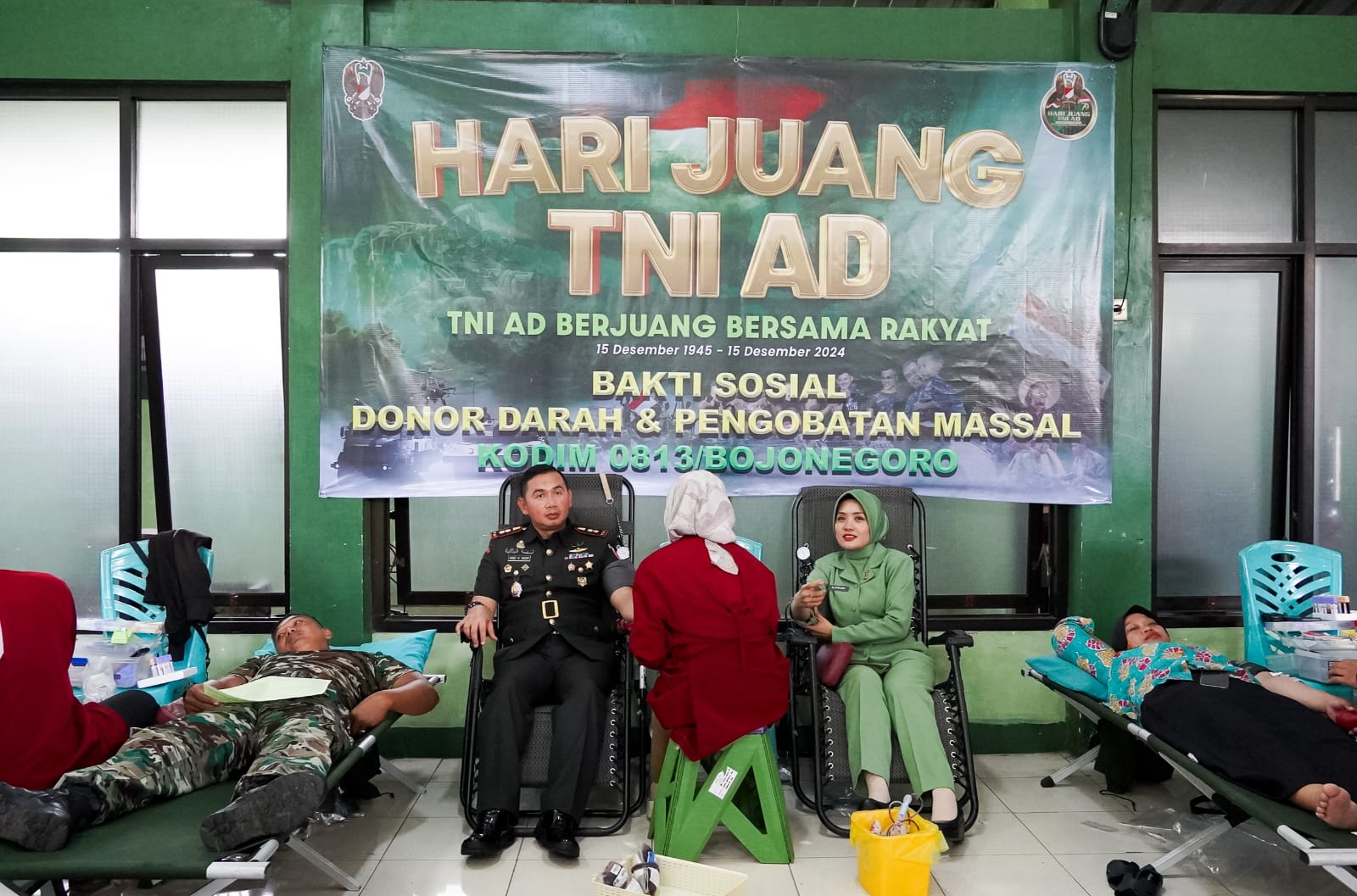 Hari Juang TNI Angkatan Darat, Kodim Bojonegoro Menggelar Bakti Sosial Donor Darah dan Pengobatan Massal